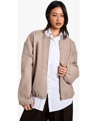 Boohoo - Tall Wool Look Bomber Jacket - Lyst