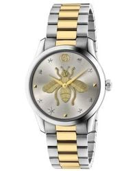 Gucci - G-timeless 38mm Stainless Steel And Pvd-plated Watch - Lyst