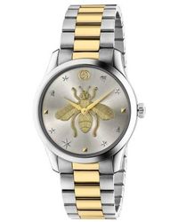 Gucci - G-timeless 38mm Stainless Steel And Pvd-plated Watch - Lyst