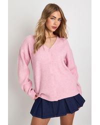 Boohoo - Oversized Chunky Rib Knit Boyfriend Cardigan - Lyst