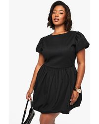 Boohoo - Plus Bonded Textured Puffball Skater Dress - Lyst