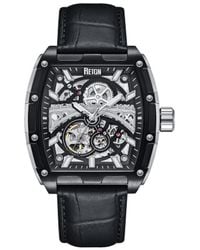 Reign - Olympia Automatic Semi-Skeleton Leather-Band Watch - Lyst