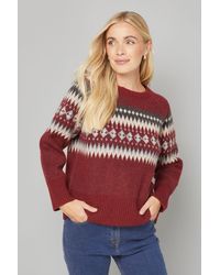 Wallis - Petite Fairisle Crew Neck Jumper - Lyst
