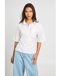 Boohoo - Tie Back Poplin Shirt - Lyst