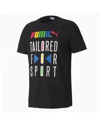 PUMA - Graphic Tailored For Sport Tee Logo Black T-shirt 597431 01 - Lyst