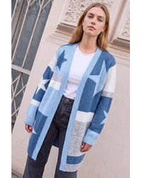 Roman - Star Print Longline Stretch Cardigan - Lyst