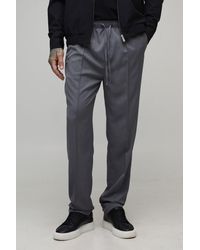 BoohooMAN - Tall Straight Fit Smart Elasticated Pintuck Trousers - Lyst