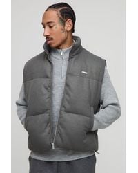BoohooMAN - Boxy Fit Knitted Funnel Neck Puffer Gilet - Lyst