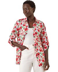 Roman - Floral Collared Tab Sleeve Shirt - Lyst