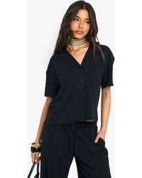 Boohoo - Premium Linen Short Sleeve Shirt - Lyst