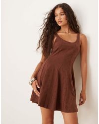 ASOS - Broderie Square Neck Godet Mini Dress - Lyst