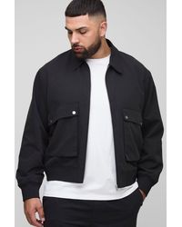 BoohooMAN - Plus Technical Utility Cargo Pocket Harrington Jacket - Lyst