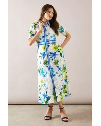 Wallis - Floral Print Button Midi Shirt Dress - Lyst