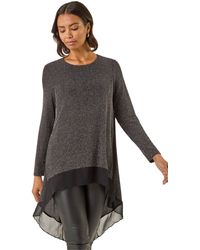 Roman - Shimmer Chiffon Hem Stretch Top - Lyst