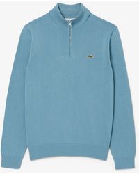 Lacoste - Sweater Met Hoge Hals En Rits In Blauw - Lyst