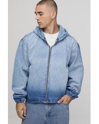 BoohooMAN - Extreme Bleach Washed Boxy Denim Hoodie - Lyst