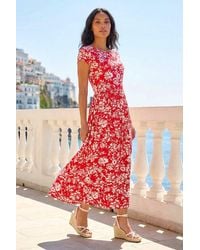 Roman - Floral Print Stretch Midi Dress - Lyst