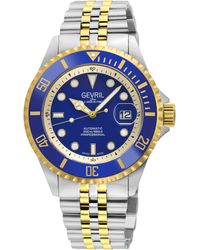 Gevril - Wall Street Swiss Automatic Sellita Sw200 Bright Bezel, Enamel Dial, Ss/Ipyg Satin And Polished Bracelet Watch - Lyst