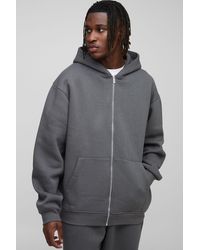 BoohooMAN - Tall Basic Oversized Zip Through Hoodie - Lyst