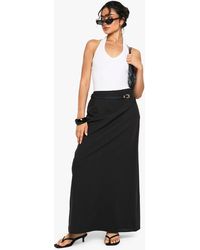 Boohoo - Linen Split Back Maxi Skirt - Lyst