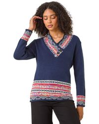 Roman - Nordic Print Button Detail Jumper - Lyst