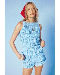 Boohoo - Chiffon Shirred Mini Shorts - Lyst