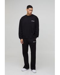 BoohooMAN - Oversized Ofcl Split Hem Sweat Tracksuit - Lyst
