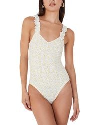 Brave Soul - Sydny Bodysuit Lettuce Hem Strap Ladies Floral Sexy Swimsuit - Lyst