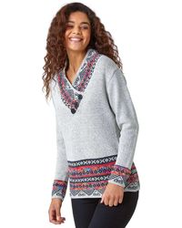 Roman - Nordic Print Button Detail Jumper - Lyst