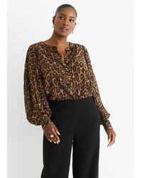 Gini London - Chiffon Print Pleated Shift Shirt Blouse - Lyst