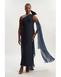 Karen Millen - Plus Size Bandage Figure Form Knit Woven Cape Detail Maxi Dress - Lyst