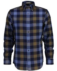 GANT - Overhemd Regular Fit Visgraat Geruit In Blauw - Lyst