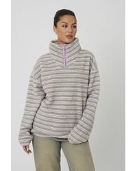 Brave Soul - Sherpa Fleece Striped Print Sweatshirt - Lyst