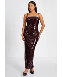 Quiz - Petite Dark Sequin Midaxi Dress - Lyst