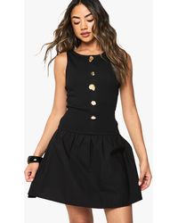 Boohoo - Trim Rib Poplin Mix Mini Dress - Lyst