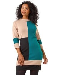 Roman - Petite Colour Block Knitted Dress - Lyst