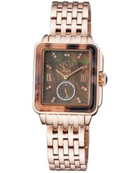 Gevril - Gv2 Bari Tortoise Swiss Quartz Diamonds Mother Of Pearl Dial Rose Stainless Steel Watch - Lyst