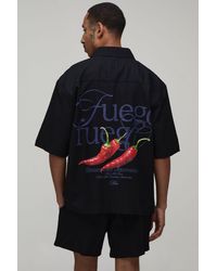 BoohooMAN - Oversized Half Sleeve Chilli Shirt And Relaxed Short - Lyst