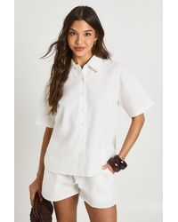 Boohoo - Linen Look Boxy Short Sleeve Shirt & Co-Ord - Lyst
