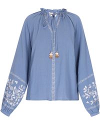 Usha - Blouse Denimblauw - Lyst