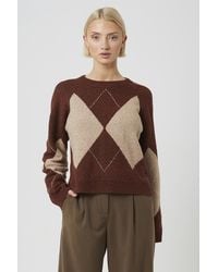 Brave Soul - Argyle Crew Neck Jumper - Lyst