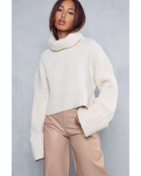 MissPap - Ribbed Roll Neck Cropped Jumper - Lyst