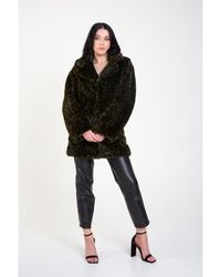 Gini London - Leopard Print Faux Fur Coat Jacket - Lyst
