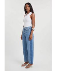 Karen Millen - Denim Panelled Barrel Leg Jean - Lyst