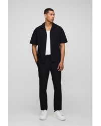 BoohooMAN - Regular Fit Technical Stretch Shirt & Tapered Trouser Set - Lyst