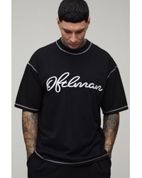 BoohooMAN - Tall Oversized Exposed Seam Contrast Stitch Embroidered T-Shirt - Lyst