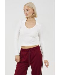 Brave Soul - Ribbed V-Neck Collared Top - Lyst