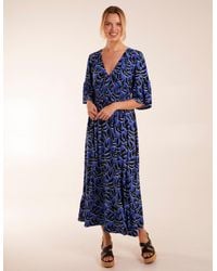 Blue Vanilla - Elasticated Neck Shirred Waist Midi Dress - Lyst