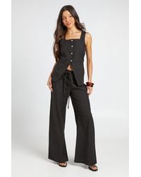 Boohoo - Linen Look Square Neck Waistcoat And Tailored Wide Leg Trousers Co-Ord - Lyst