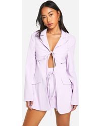 Boohoo - Tie Front Detail Fitted Blazer - Lyst